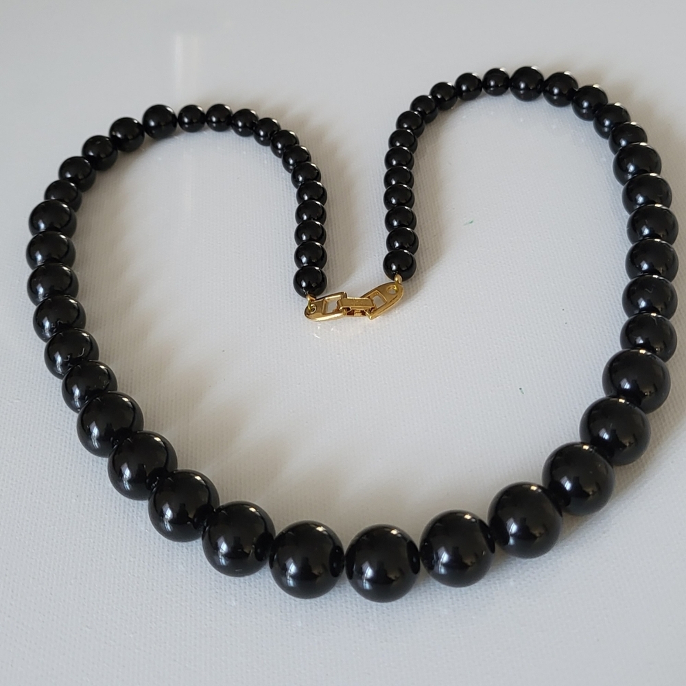 Vintage Napier Black Graduate Beaded Necklace